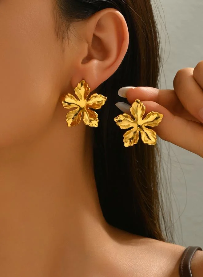 Take Two Women Metal Floral Design Earrings